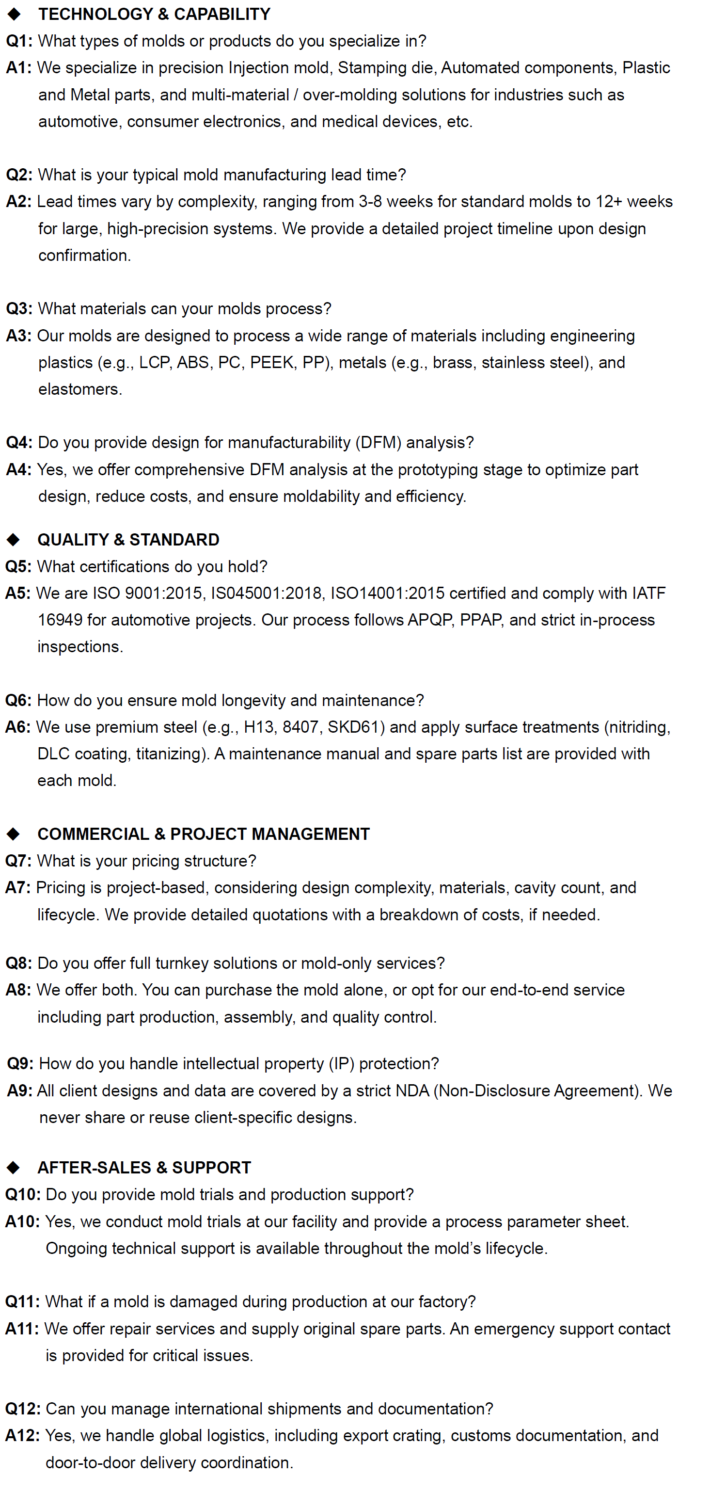 FREQUENTLY ASKED QUESTIONS